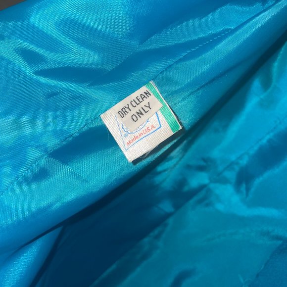 Lilli Ann Vintage Teal Dress With Gold Chain Embellishment - Picture 8 of 9